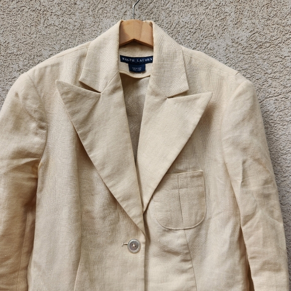RALPH LAUREN Boy's Blazer Size 4 Twill 100% Linen Jacket Shoulder Pads - Picture 6 of 11